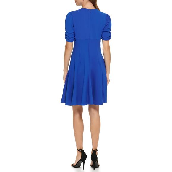 DKNY Short Sleeve Fit and Flare with Godet Skirt Dress | 6 - Picture 3 of 3